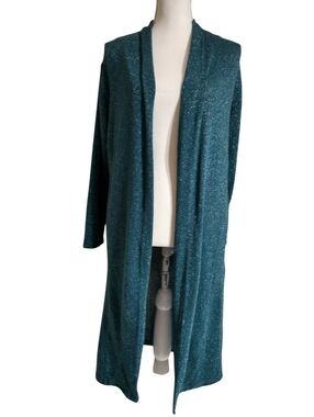 Sparkly Teal Long Cardigan